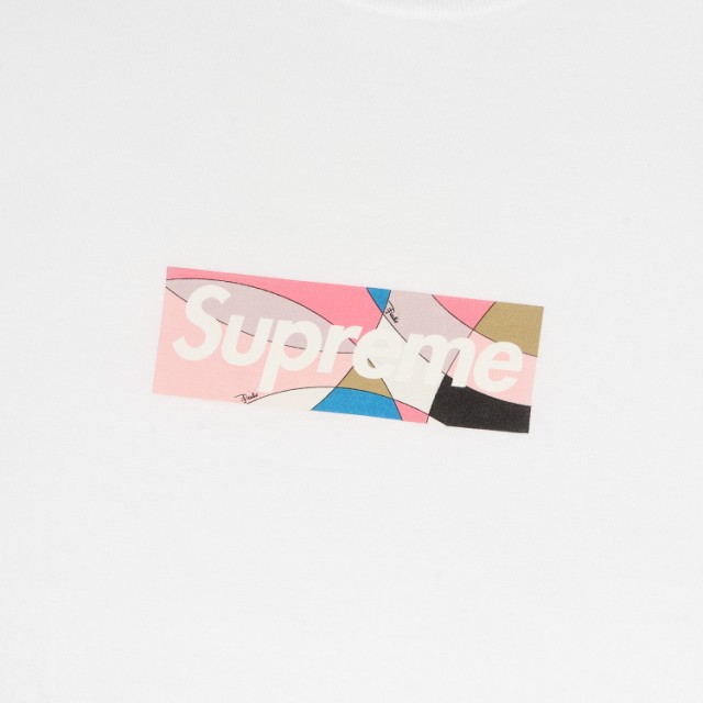 Supreme シュプリーム Tシャツ サイズ：L Emilio Pucci エミリオ・プッチ アーカイブ柄 BOXロゴ Box Logo Tee 21SS ホワイト 白 トップス 半袖 クルーネック シンプル ブランド カジュアル コラボ【メンズ】