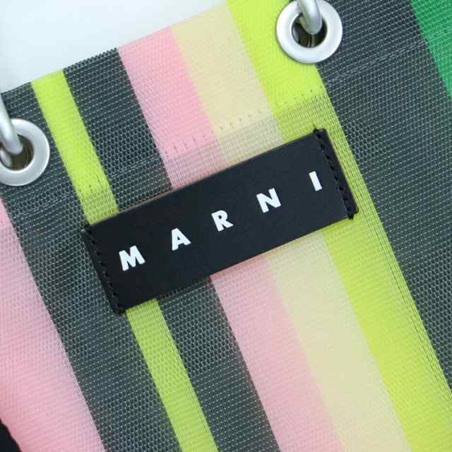 MARNI マルニ MARKET マーケット ショルダー 2WAY メッシュ ストライプ ロゴ レザータグ マルチカラー ミニバッグ カラフル 肩掛け 軽量 きれいめ カジュアル 大人女子 ブランド【レディース】【美品】