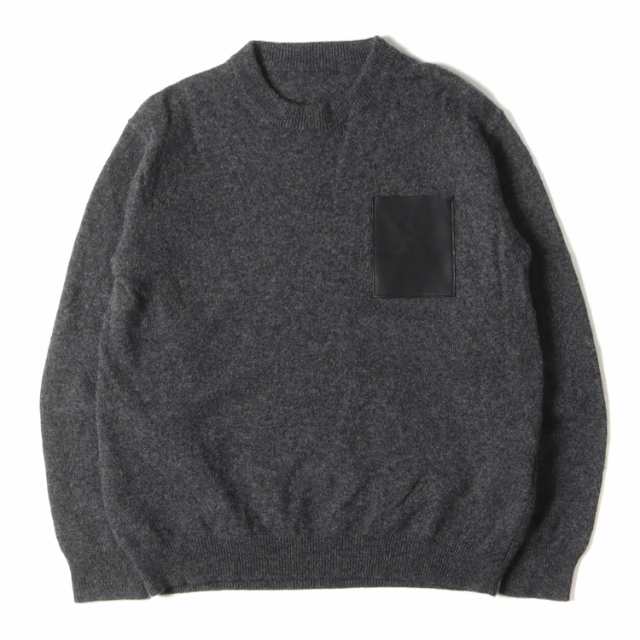 SOPHNET ソフネット ニット サイズ:M レザーポケット付き クルーネック ウール ニット セーター LEATHER POCKET CREW NECK KNIT 19AW グ