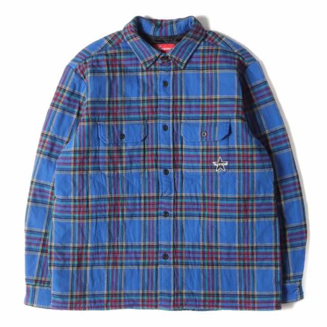 Supreme シュプリーム シャツ サイズ:S 21AW スター 刺繍 キルティング チェック ネル シャツ Quilted Plaid Flannel Shirt オリーブ ブラック トップス カジュアルシャツ 長袖 【メンズ】【美品】