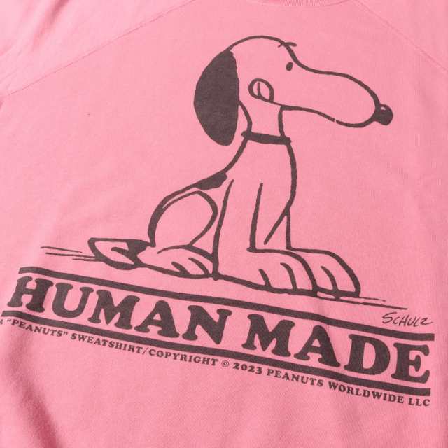 HUMAN MADE ヒューマンメイド スウェット サイズ:XL 23SS Peanuts ピーナッツ スヌーピー 半袖 スウェットシャツ S/S SWEATSHIRT ピンク トップス トレーナー オフィシャルコラボ 【メンズ】