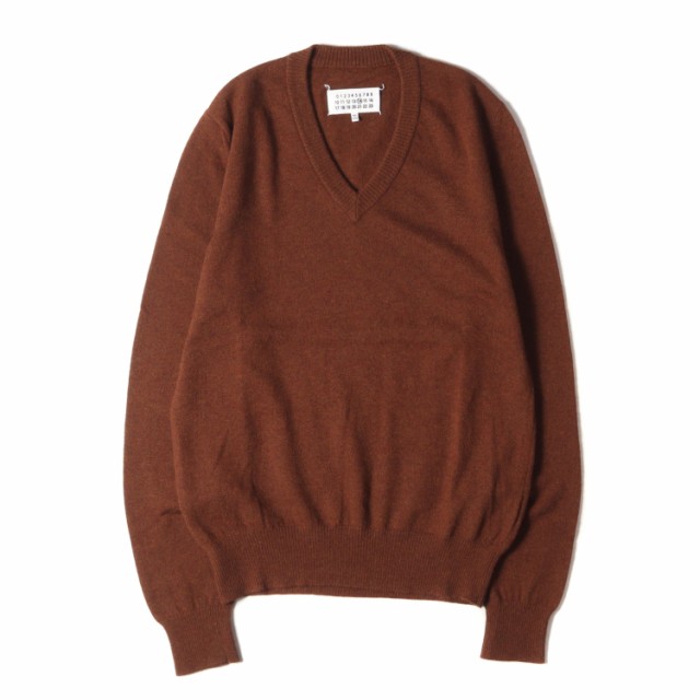 Maison Martin Margiela メゾンマルタンマルジェラ ニット サイズ:S ラムレザー エルボーパッチ Vネック ハイゲージ ウール ニット セーの通販は 18,150円