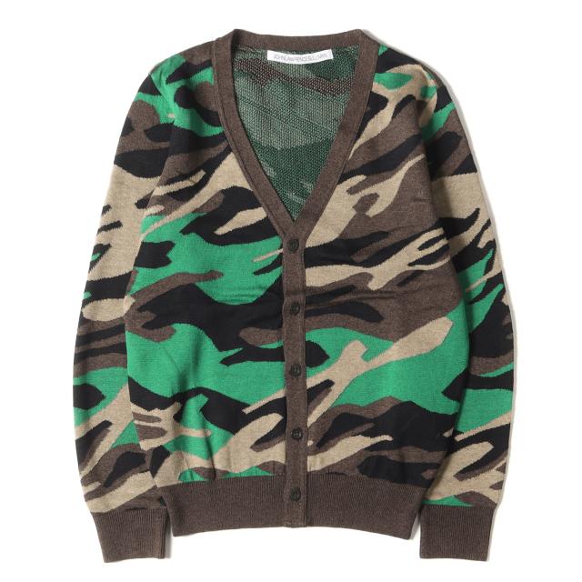 JOHN LAWRENCE SULLIVAN ジョンローレンスサリバン カーディガン サイズ:M 迷彩柄 ハイゲージ コットン ニット カーディガン カモフラージュ ブラウン グリーン迷彩 日本製 トップス セーター【メンズ】【中古】【K3909】の通販は 6,050円