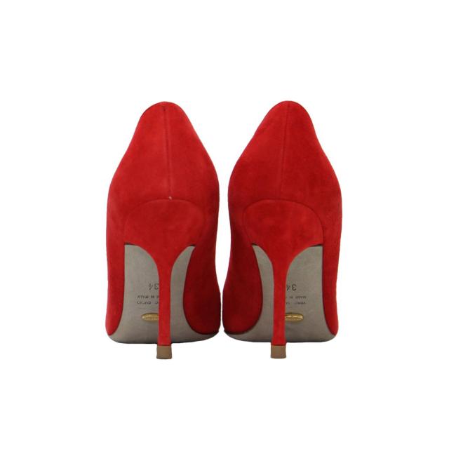 Sergio Rossi セルジオロッシ パンプス スウェード レッド 赤 34(21.0cm) ピンヒール ハイヒール アーモンドトゥ レザー シューズ 靴 イタリア製 ブランド【レディース】【中古】【K4161】
