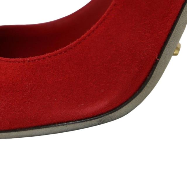 Sergio Rossi セルジオロッシ パンプス スウェード レッド 赤 34(21.0cm) ピンヒール ハイヒール アーモンドトゥ レザー シューズ 靴 イタリア製 ブランド【レディース】【中古】【K4161】