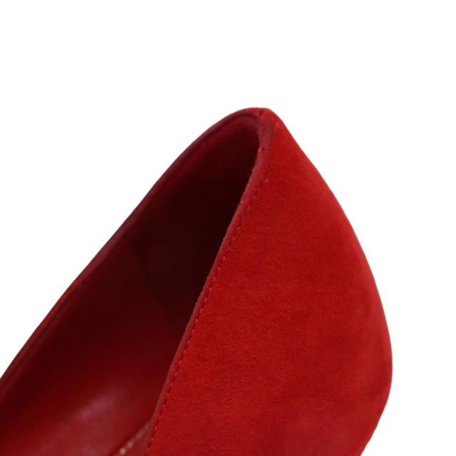 Sergio Rossi セルジオロッシ パンプス スウェード レッド 赤 34(21.0cm) ピンヒール ハイヒール アーモンドトゥ レザー シューズ 靴 イタリア製 ブランド【レディース】【中古】【K4161】