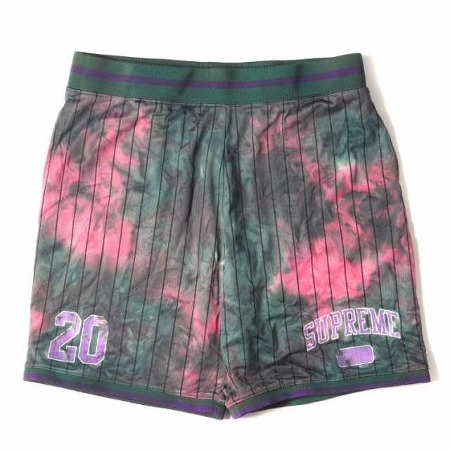 Supreme シュプリーム パンツ サイズ:L タイダイ染め メッシュ バスケットボール ショーツ Dyed Basketball Short 20AW グリーン×ピンク