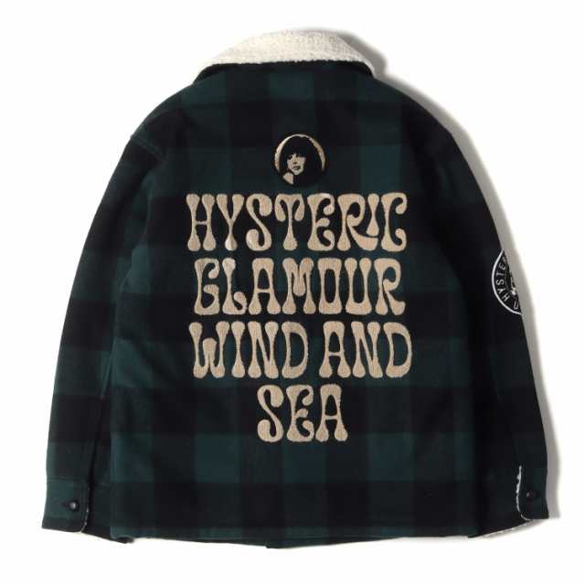 HYSTERIC GLAMOUR ヒステリックグラマー コート サイズ:S 23AW WIND AND SEA ガール ウーマン ワッペン 裏ボア バッファロー チェック ラ