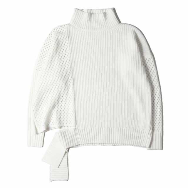 Sulvam サルバム ニット サイズ:L 23AW メッシュ アシンメトリー アクリルウール ニット セーター Mesh asymmetry knit SS-K03-820 ホワ