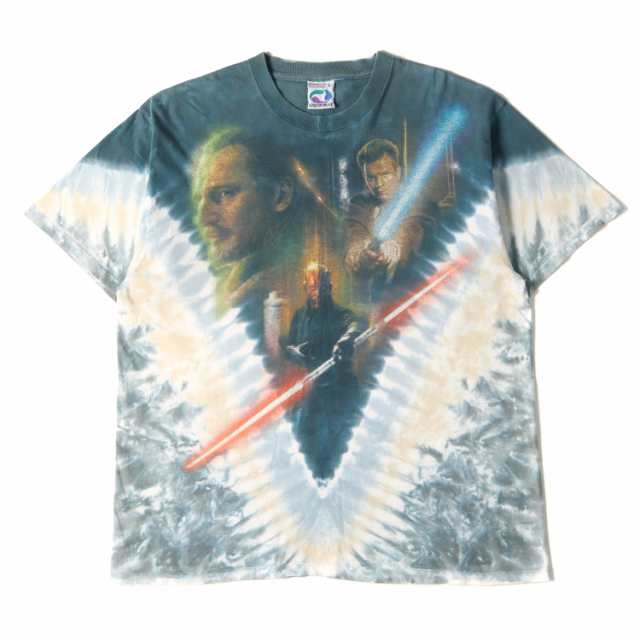 U.S.VINTAGE ヴィンテージ 90〜00s STAR WARS EP1 ダース・モール&オビ・ワン&クワイガン タイダイ染め クルーネック 半袖 Tシャツ LIQUI