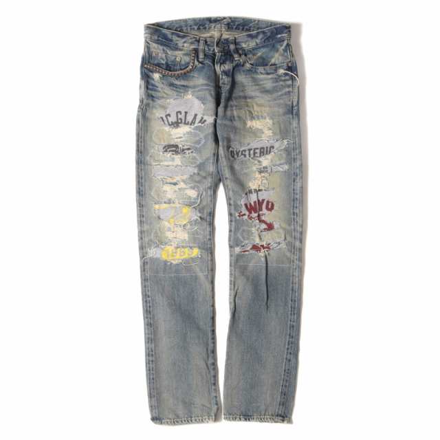 HYSTERIC GLAMOUR ヒステリックグラマー パンツ サイズ:28 CPR加工 スタッズ ボタンフライ デニムパンツ 0204AP06 スウェット リペア スの通販は 14,463円