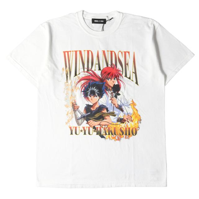 WIND AND SEA ウィンダンシー Tシャツ サイズ:M 22SS 幽遊白書 ウォッシュ加工 飛影&蔵馬 クルーネック 半袖Tシャツ HIEI & KURAMA S/S ホワイト 白 コラボ トップス カットソー【メンズ】【K4066】の通販は 6,795円