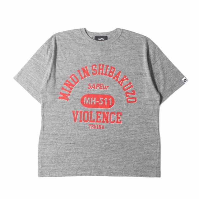 A Elegantes SAPEur サプール Tシャツ サイズ:M 浜田雅功 カレッジロゴ クルーネック 半袖Tシャツ ヘザーグレー トップス カットソー コラボ【メンズ】【中古】【美品】【K4131】の通販は