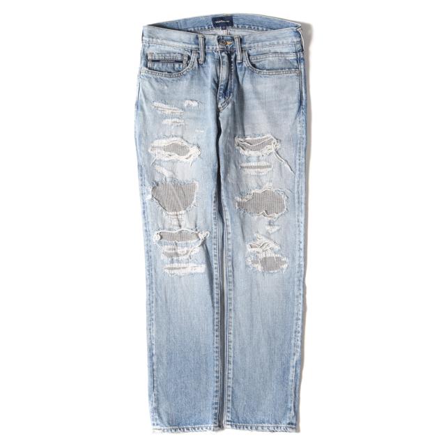 DESCENDANT ディセンダント パンツ サイズ:2 クラッシュリペア加工 スリム デニム パンツ DIN-4 DAMAGE JEANS インディゴ ブルー ボトムス ジーンズ ジーパン【メンズ】【中古】【K3948】の通販は