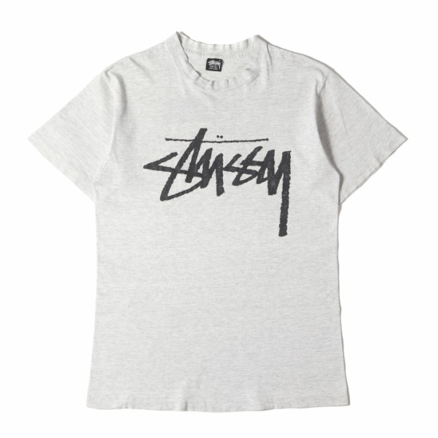 STUSSY ステューシー Tシャツ サイズ:L 80s OLD STUSSY 黒タグ ストックロゴ クルーネック 半袖Tシャツ USA製 アッシュグレー 80年代 ト