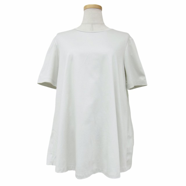 theory luxe セオリーリュクス Tシャツ ライトグレー サイズ:38(M) 24春夏 コットン 異素材 コンビ プリーツ Aライン クルーネックTシャ