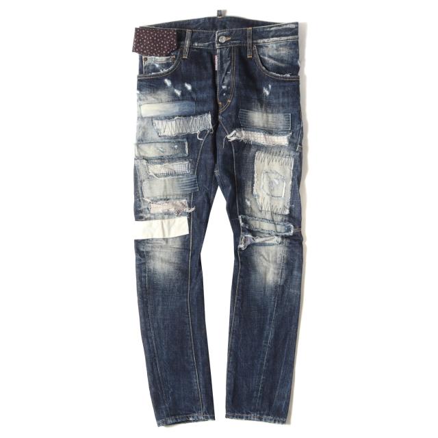 DSQUARED2 ディースクエアード パンツ サイズ:42 ヴィンテージ リペア加工 バイカー デニムパンツ Tidy Biker Jean S71LA0814 テイディ インディゴ イタリア製 ボトムス ジーンズ ジーパン【メンズ】【中古】【K4021】の通販は