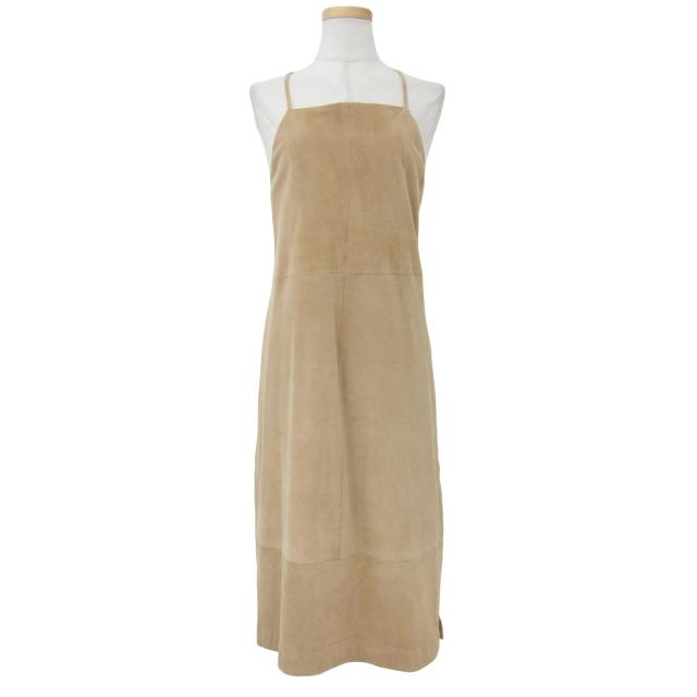 CURRENTAGE カレンテージ ワンピース キャメル サイズ:FREE ゴートスエード エプロン ドレス ミディ丈 スリット キャミソール トップス【レディース】【中古】【K4190】の通販は
