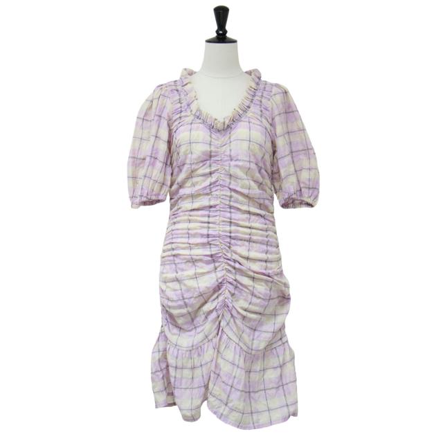 GANNI ガニー ワンピース ピンク ベージュ系 サイズ:34(XS) シア 