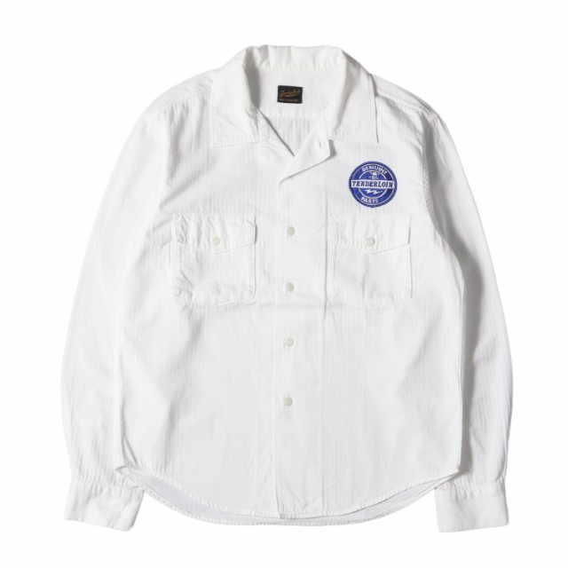TENDERLOIN テンダーロイン シャツ サイズ:XS ワッペン付き ヘリンボーン ワークシャツ T-G. S SHT HB ホワイト 白 トップス カジュアルシャツ 長袖【メンズ】【中古】【K4171】の通販は