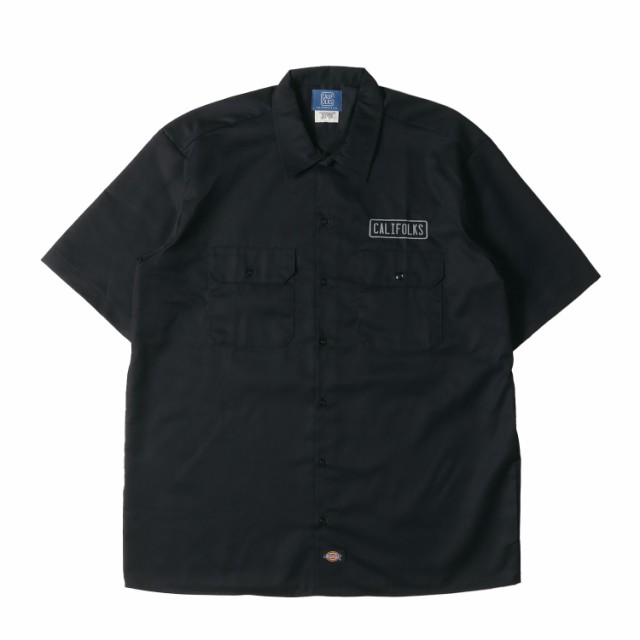 CALIFOLKS カリフォークス シャツ サイズ:L 24SS Dickies 1574 ロゴ 刺繍 T/Cツイル 半袖 ワークシャツ CALIFOLKS Dickies Custom Work Shirt Short Sleeve ブラック 黒 トップス カジュアルシャツ コラボ【メンズ】【中古】【美品】【K4200】