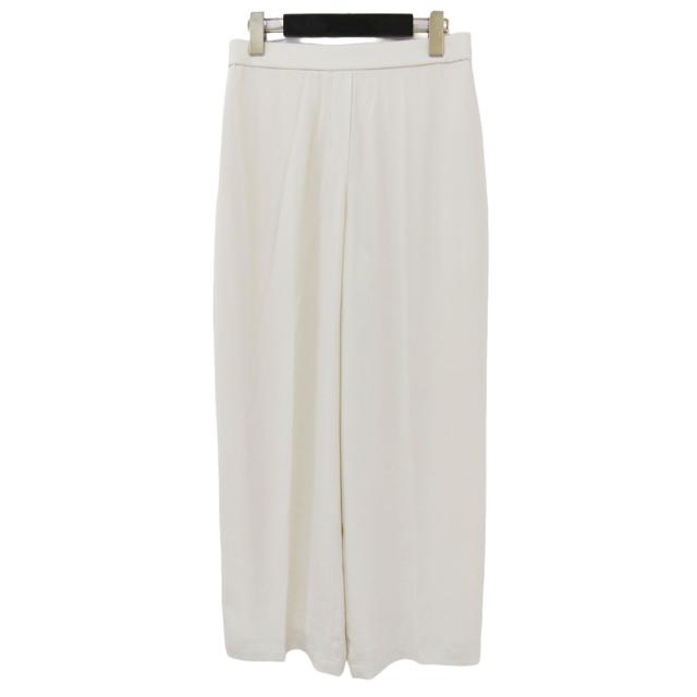 Theory セオリー パンツ ホワイト 白 サイズ:00(XXS) 24春夏 ストレート ワイド パンツ / Powder Crepe Relax ST PO ウエストゴム センタープレス ストレッチ ボトムス ズボン【レディース】【中古】【K4235】の通販は