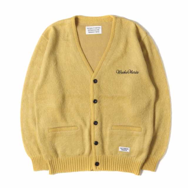 WACKO MARIA ワコマリア カーディガン サイズ:S 23AW ロゴ刺繍 モヘヤ ニットカーディガン MOHAIR KNIT CARDIGAN イエロー トップス セー