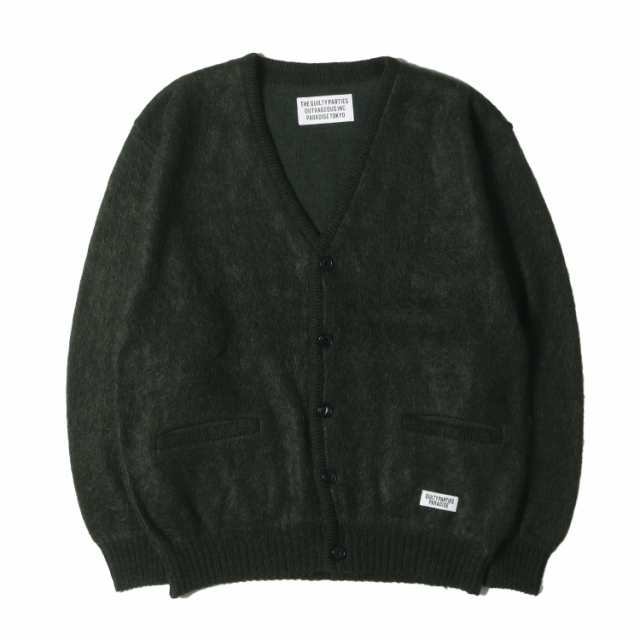 WACKO MARIA ワコマリア カーディガン サイズ:S 23AW ロゴ刺繍 モヘヤ ニットカーディガン MOHAIR KNIT CARDIGAN グリーン トップス セー