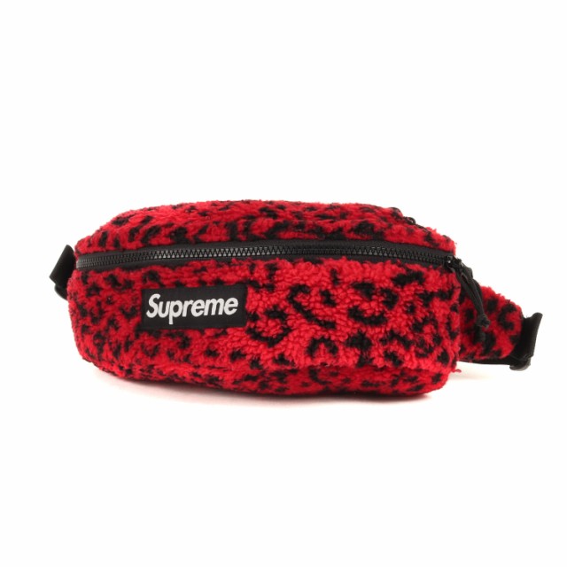 Supreme シュプリーム バッグ レオパード フリース ウエストバッグ Leopard Fleece Waist Bag レッド カバン【メンズ】【中古】【美品】