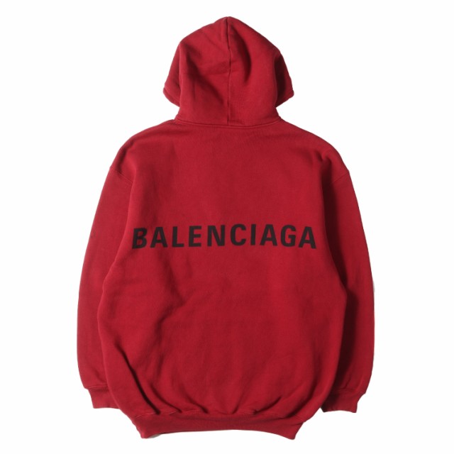 BALENCIAGA バレンシアガ パーカー サイズ:XS バック ロゴ オーバー サイズ ビッグ シルエット スウェットパーカー ワインレッド トップ