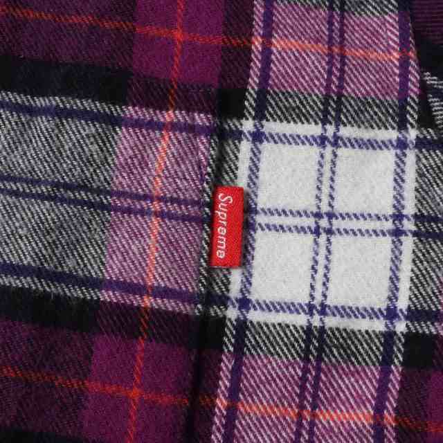 Supreme シュプリーム シャツ サイズ:S タータンチェック ボタンダウン フランネルシャツ Tartan Flannel Shirt パープル ホワイト トッ