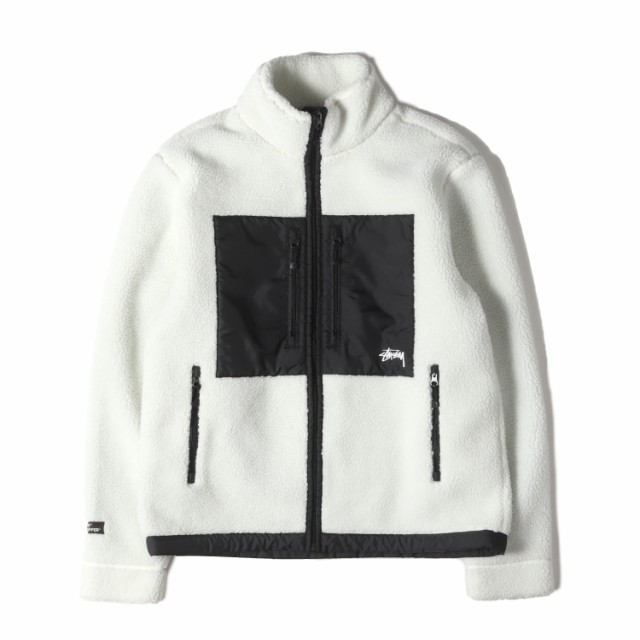 STUSSY ステューシー ジャケット サイズ:L GORE WINDSTOPPER シェルパ フリースジャケット SHERPA FLEECE JACKET ホワイトブラック 白黒 アウター ブルゾン 上着【メンズ】【中古】【K4222】の通販は
