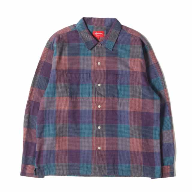 Supreme シュプリーム シャツ サイズ:M 21AW クラシックロゴ チェック フランネルシャツ Plaid Flannel Shirt パープル グリーン(Multico