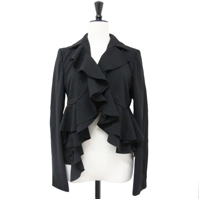 COMME des GARCONS コムデギャルソン ジャケット ブラック 黒 サイズ:SS ボタンレス フリル ジャケット / テーラードジャケット アシンメトリー AD2008 アウター ブレザー ブルゾン【レディース】【中古】【K4263】の通販は 19,030円