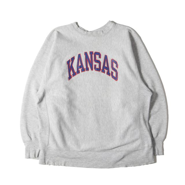 Champion vintage チャンピオン ヴィンテージ スウェット サイズ:XL 80s トリコタグ カレッジプリント リバースウィーブ スウェットシャツ (カンザス大学モデル) ヘザーグレー トップス トレーナー 80年代 古着【メンズ】【中古】【K4263】