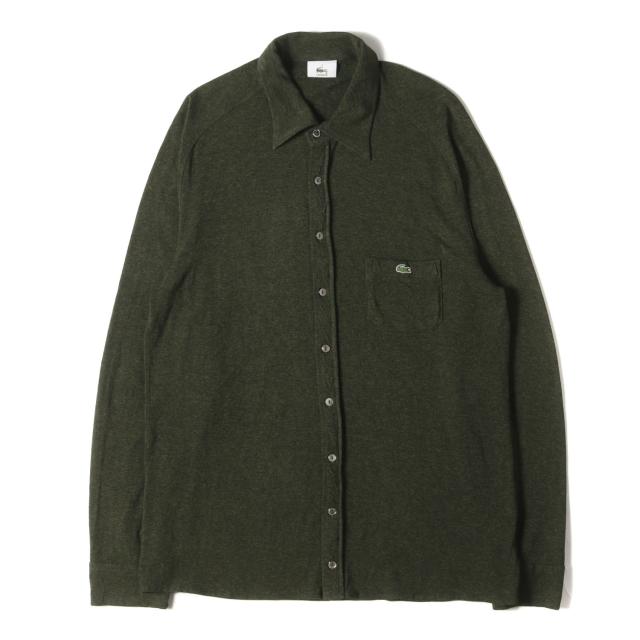 LACOSTE ラコステ シャツ サイズ:4 ワニワッペン ストレッチ メランジ レーヨンニット シャツ カーキ トップス カジュアルシャツ 長袖【メンズ】【中古】【美品】【K4279】の通販は 7,040円