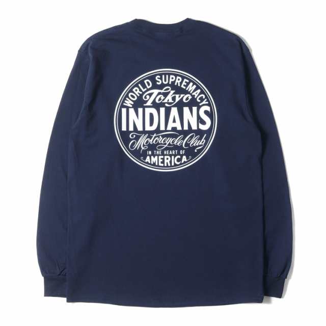 Timc Inc. 東京インディアンズ モーターサイクル Tシャツ サイズ:M 東京インディアンズ  IN THE WINDロゴ ロングスリーブ Tシャツ ネイビー 紺 トップス カットソー 長袖【メンズ】【K4280】の通販は