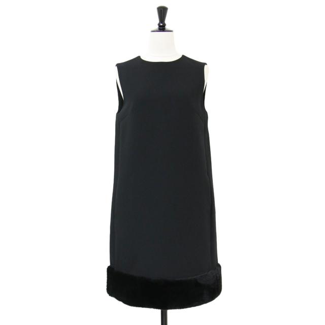 CELFORD セルフォード ワンピース ブラック 黒 サイズ:36(S) 24秋冬 裾ファー ミニ ワンピース CWFO244104 / ノースリーブ Aライン フェイクファー トップス ドレス【レディース】【K4283】