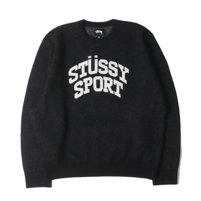 Stussy ブラックニット XL STUSSY ステューシー ニット サイズ:XL 21AW カシミア混 SPORTロゴ