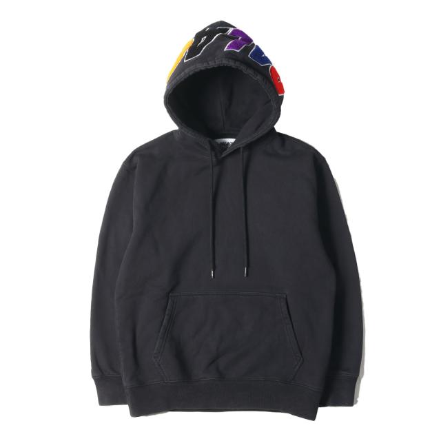 PALACE パレス パーカー サイズ:S 22AW マルチカラー ワッペン スウェットパーカー (Spell Out Chenille Hood) ブラック 黒 トップス フーディー【メンズ】【中古】【K4297】