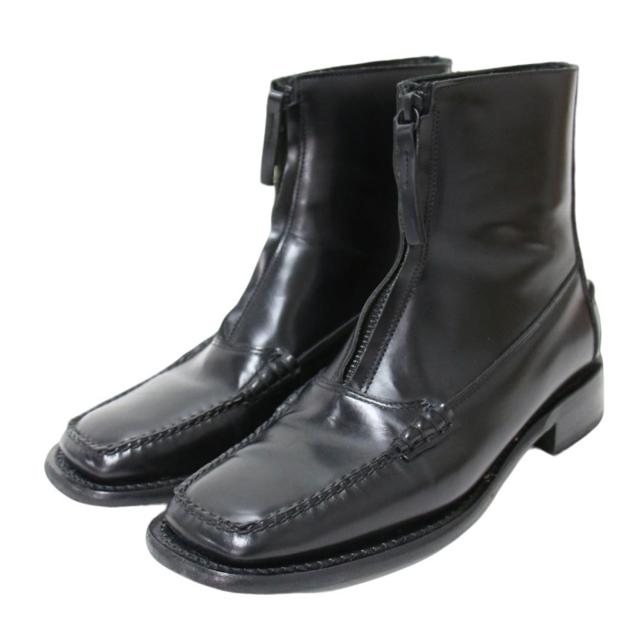 HEREU へリュー ブラック 黒 サイズ:38(25.0cm) Mallera ジップアップ レザー ショート ブーツ / マレラ フロントファスナー スクエアトゥ スペイン製 シューズ 靴【レディース】【中古】【K4300】