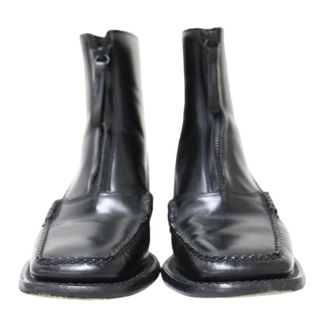 HEREU へリュー ブラック 黒 サイズ:38(25.0cm) Mallera ジップアップ レザー ショート ブーツ / マレラ フロントファスナー スクエアトゥ スペイン製 シューズ 靴【レディース】【中古】【K4300】