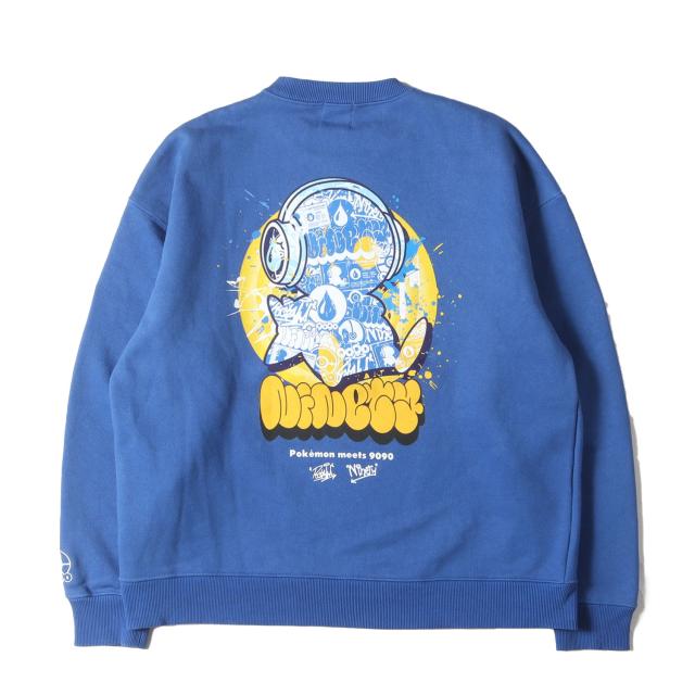 9090 ナインティーナインティー スウェット サイズ:M 21AW POKEMON POCHAMA キャラクター グラフィティプリント クルーネック スウェットシャツ (Sweat) ブルー トップス トレーナー コラボ【メンズ】【中古】【K4303】の通販は 8,250円
