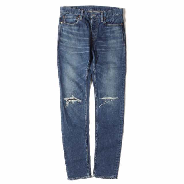 MINEDENIM マインデニム パンツ サイズ:6 USED加工 スーパースリム ストレッチ クラッシュリペア デニム パンツ KSL S.Slim STR 5pocket USD ボタンフライ インディゴ 日本製 ボトムス ジーンズ ジーパン【メンズ】【中古】【K3978】の通販は