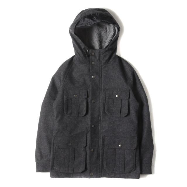 Duffer ダファー ジャケット サイズ:S ボアライナー付き ウールツイル フード ジャケット グレー アウター ブルゾン コート 上着【メンズ】【中古】【K4307】