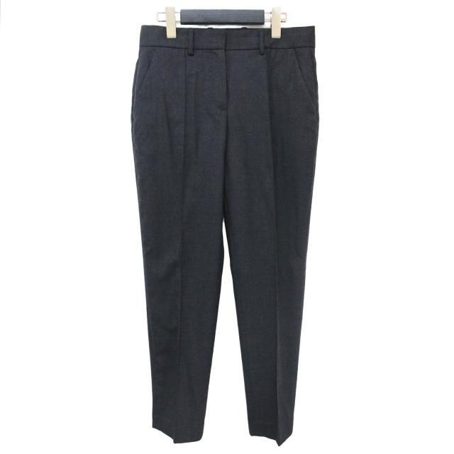 Theory セオリー パンツ チャコールグレー サイズ:0(S) ピンタック テーパード パンツ / Wool PL Flannel Wp01 クロップド丈 ストレッチ ウール フランネル ボトムス ズボン【レディース】【中古】【美品】【K4310】の通販は 8,126円