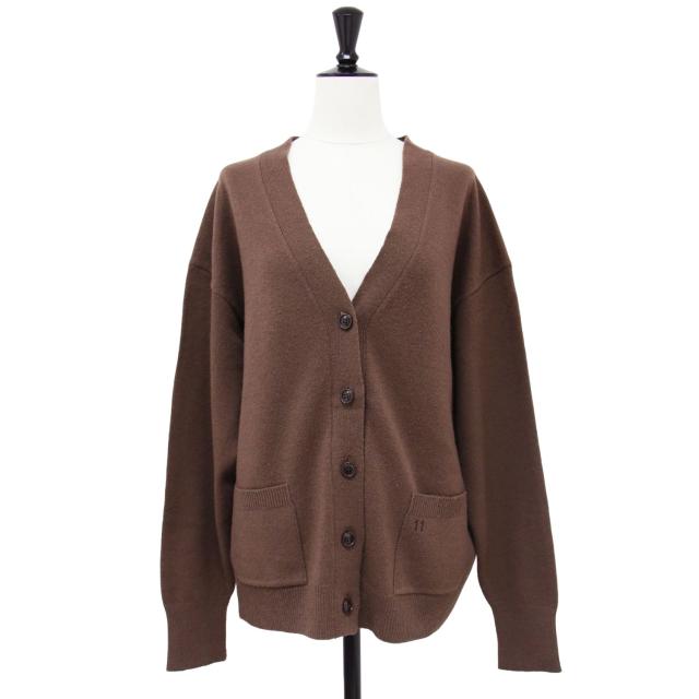 Plage プラージュ カーディガン ブラウン サイズ:FREE 23秋冬 eleven knit / ウール カシミヤ Vネック ニット カーディガン 長袖 日本製 トップス セーター【レディース】【中古】【K4315】の通販は