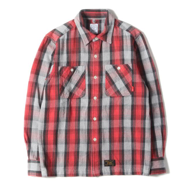 WTAPS ダブルタップス シャツ サイズ:S ヘビーウェイト チェック フランネルシャツ (UNION L/S 01) レッド グレー ユニオン トップス カジュアルシャツ 長袖【メンズ】【中古】【K4317】の通販はその他トップス