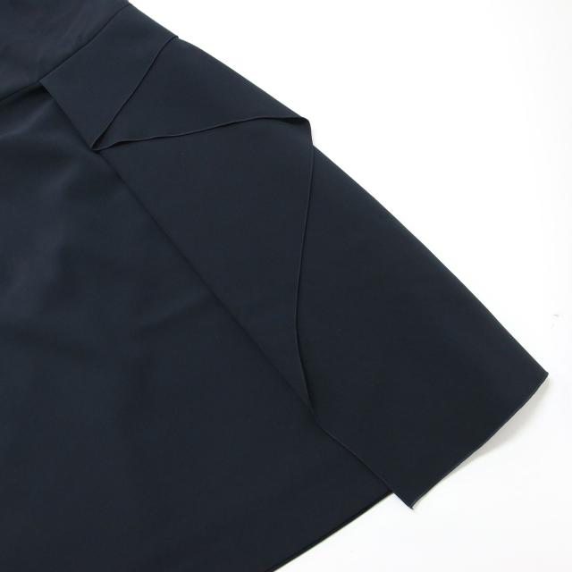 FOXEY NEW YORK フォクシーニューヨーク ワンピース ネイビー 紺 サイズ:38(S) 半袖 ミディ丈 ワンピース / フリル ドレープ クルーネック ひざ丈 ストレッチ トップス ドレス 日本製【レディース】【中古】【K4318】 FOXEY NEW YORK フォクシーニューヨーク ワンピース ネイビー 紺