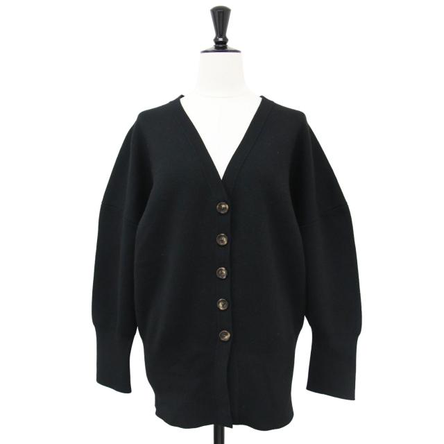 JOURNAL STANDARD LESSAGE ジャーナルスタンダード レサージュ カーディガン ブラック 黒 サイズ:FREE フォルムスリーブ カーディガン / ニット 長袖 Vネック ボリュームスリーブ ドロップショルダー ウール トップス セーター 羽織り【レディース】【中古】【K4324】